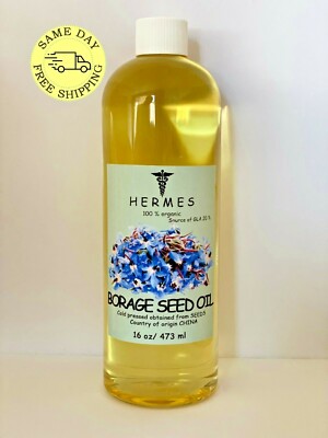 BORAGE SEED OIL by HERMES ORGANIC GLA-20% COLD PRESSED 16 oz