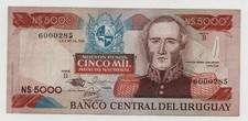 URUGUAY 5000 NUEVOS PESOS 1983 PICK 65 LOOK SCANS