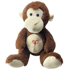 Dan Dee Monkey Chimp Brown Plush Stuffed Animal Retired 2013 Red Heart On Tummy