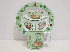 Lynn Chase Designs Forest Friends Child Divided Plate  Mug Set Porcelain