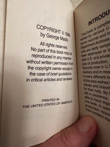 Pocket U.S. Military Arms Dates of Manufacture 1795 Auto/George Madis 1989 - Picture 4 of 4