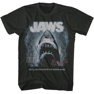 JAWS Movie T-Shirt FADED SHARK IN THE WATER New Official Smoke Cotton