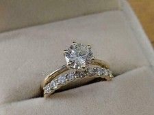 2.00Ct Round Cut Lab Created Diamond 14K Yellow Gold FN Wedding Bridal Ring Set