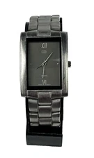 GG Unisex Stainless Steel Tank Watch Silver Tone 28mm Gray Dial New Battery Runs