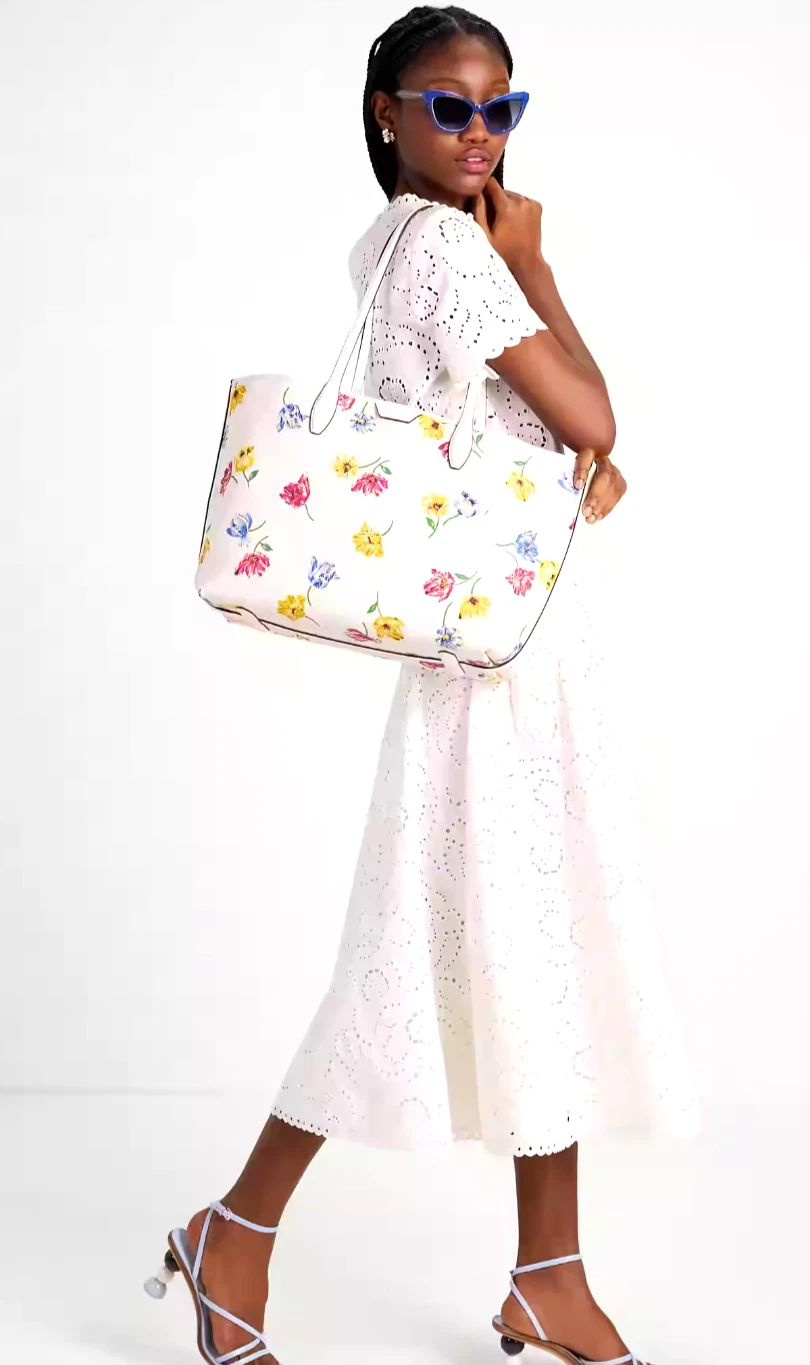 Nuova borsa media stampata Kate Spade Sutton Tulip Toss