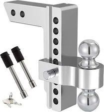 2.5" Receiver 8" Drop/Rise Adjustable Tow Hitch Dual Ball Mount Trailer 18500 lb