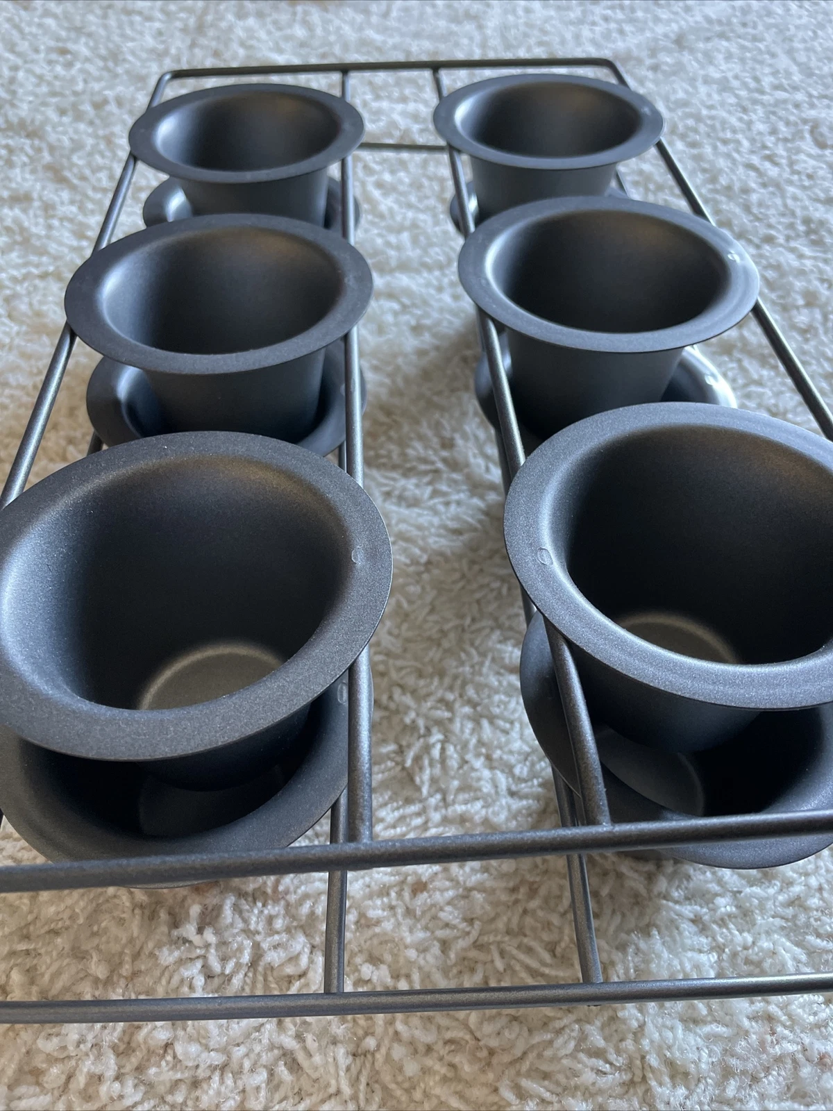 Lot Of 2 METAL Nonstick 6 Cup Linking Popover Muffin Pan BAKEWARE Must See!