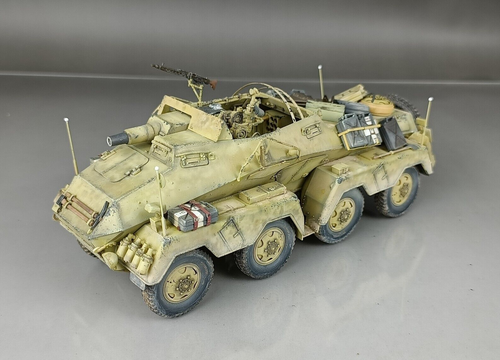1/35 gebaut WWII German DAK Sd.Kfz 233 8 Rad mit 7,5cm Geschütz 10.Pz.Div Tunesien 1943 - Bild 13 von 17