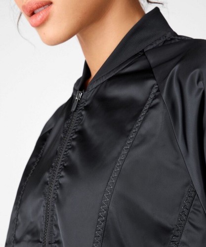 Fabletics x Demi Lovato Tori Woven Bomber Jacket Womens XL Black Satiny NWT - Picture 4 of 24