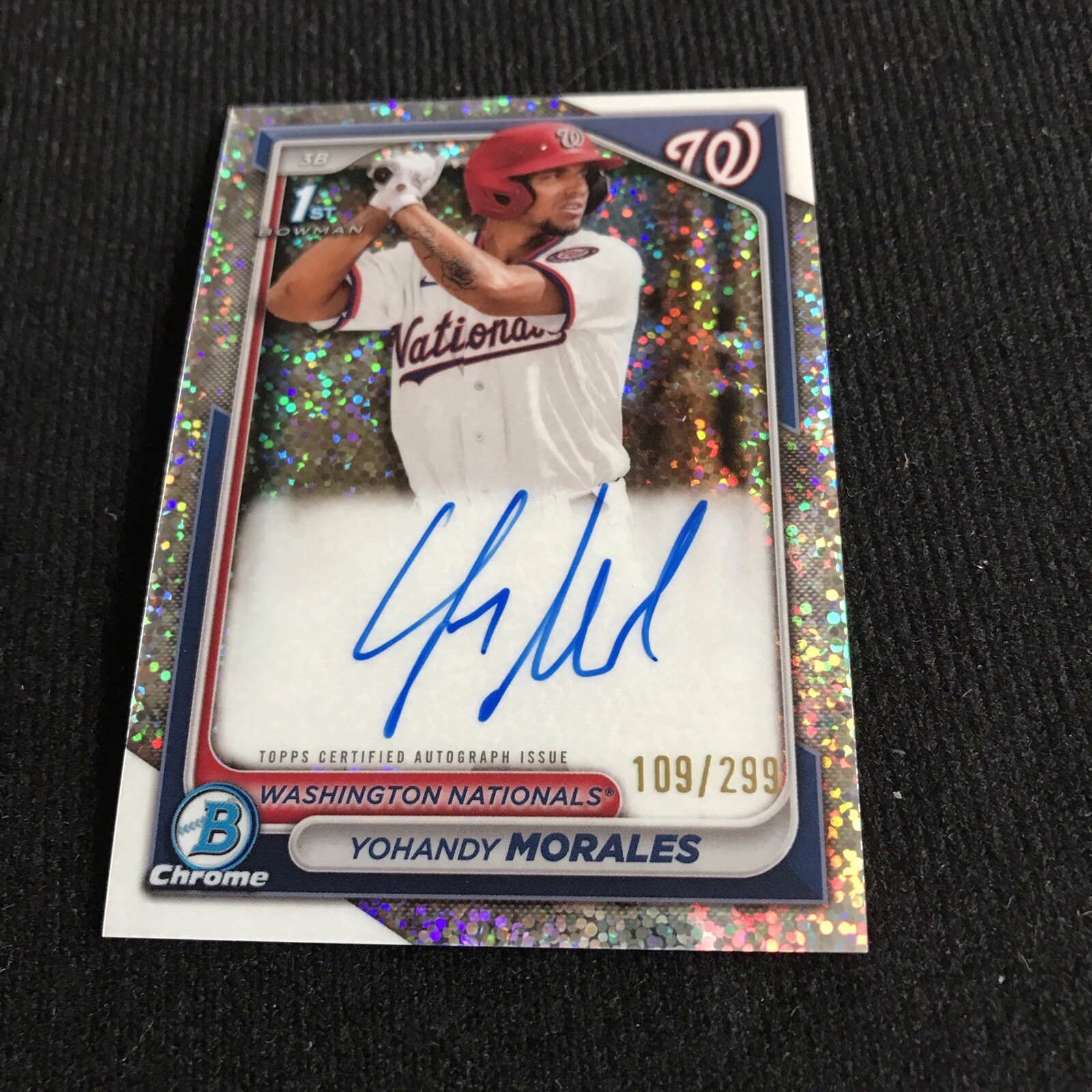 YOHANDY MORALES 2024 BOWMAN CHROME 1ST AUTOGRAPH AUTO SPECKLE AUTO 109/299