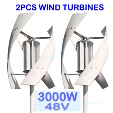2X Vertical Axis Wind Turbine Generator 3000W Power Windmill MPPT Controller 48V