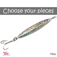 Fish WOW! 10oz Fishing Diamond Mylar Jig Trolling Baits heavy lures New