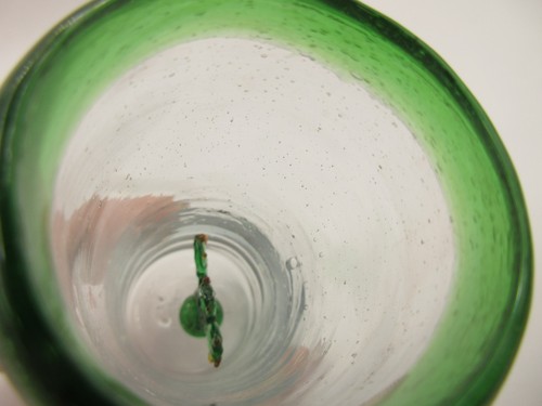 3.5" Hand Made Blown Mini Bud Vase Art Glass Decorative w/ Green Cactus Inside - Picture 2 of 10