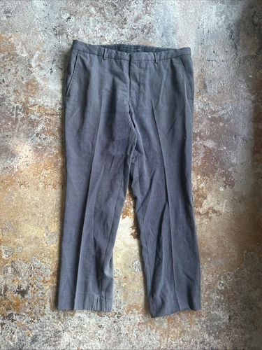 Pantalon homme vintage Gucci gris rayé taille 54 plat devant laine fabriqué en Suisse 36x30