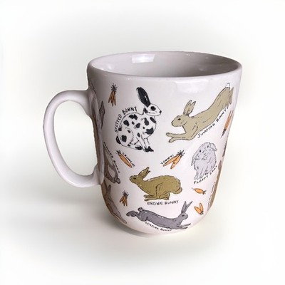 222 Fifth  Fun Bunny  Large Porcelain  Rabbit Mug Cup. Easter Whimsical