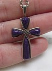 Coleman Purple Charoite Sterling Silver Cross Pendant w/ 18" Chain 8.4g ~ 4-E320 — photo 2