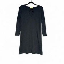 Allude Wool Sweater Dress Women's Size Small Knit Keyhole Navy Blue Bow Twee