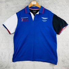 Hackett Aston Martin Racing Polo Homme XL Bleu GT Endurance Coton Luxe
