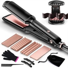 Hair Crimper Waver,Professional Hair Straightener Irons 4-in-1 Set Create Zig...