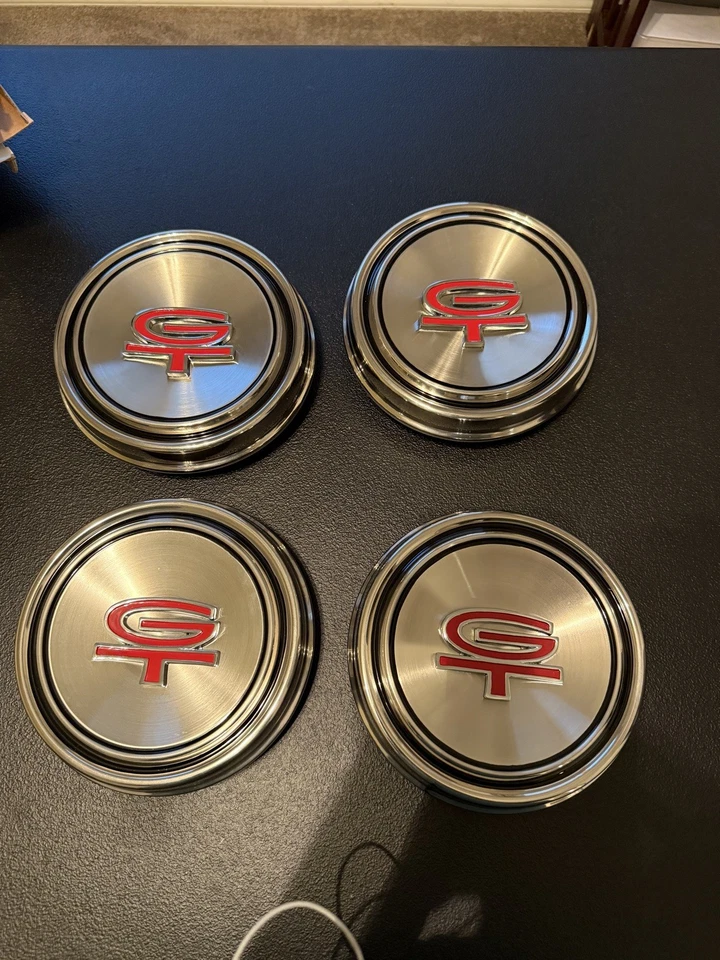 Scott Drake C8OZ-1130-C Mustang GT 1968 1969 Hub Caps Red GT Center Caps Set - Image 2 of 4