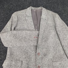 Vtg Magee Donegal Jacket Mens 46L Gray Black Speckled Handwoven Irish Tweed 80s