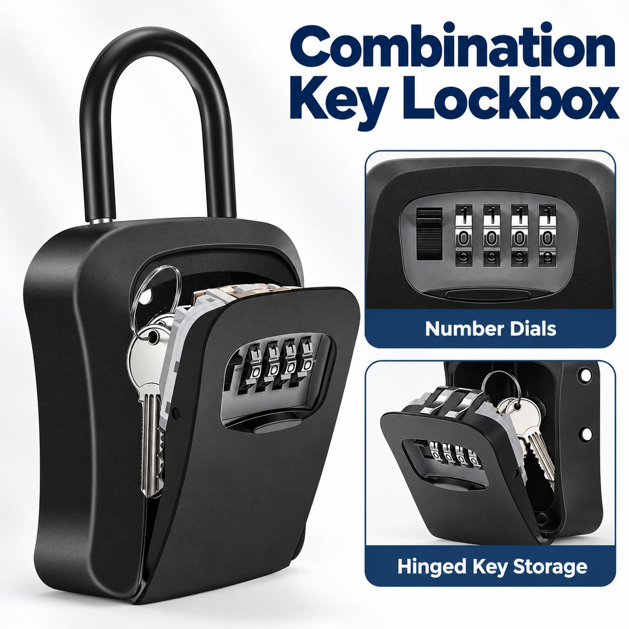 Safe Box Outside Combination Backup Keys Lockbox Portable Wall Mounted Key Lock