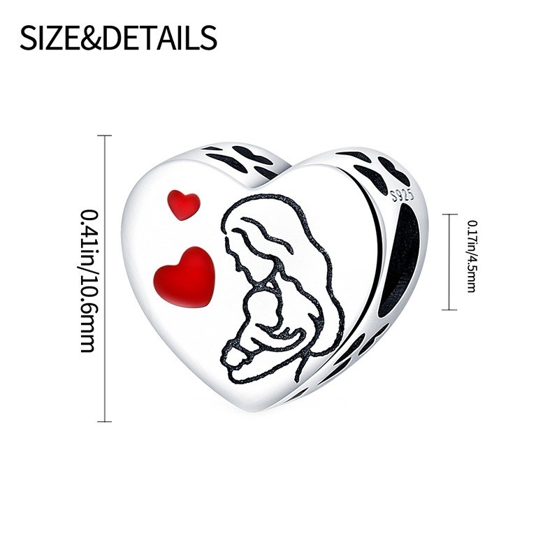 KUNSIR 925 Sterling Silver Charm For Bracelet Love Confession Heart Bead Charm