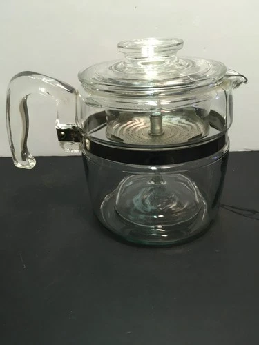 Pyrex 7756-B 6-Cup Glass Coffee Percolator Pot Vtg Flameware Complete W/stem