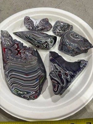 Fordite  - 6 Piece Group-  Fordite Frenzy .  Detroit Agate  - Jeep wrangler