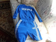 New Versace Royal Blue Cotton Child Short Sweatshirt Suit Size 6A