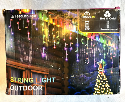 Outdoor Lights Icicle String 40 Meters, 131 Foot, 1680 LED 8 Modes Remote & App