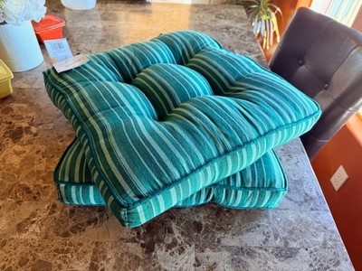 FIESTA  EVERGREEN STRIPE / SOLID CHAIR CUSHION SET - RETIRED ITEM & COLOR - NEW