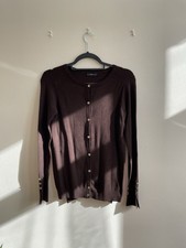 Zara Chocolate Brown Stretchy Cardigan With Gold Coloured Buttons Size S