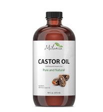 Milania Castor Oil 16oz - Glass Bottle - Cold Pressed Hexane-Free.