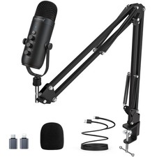 Gaming Microphone for PC, USB Podcast Microphone with Noise Reduction, Mute ...