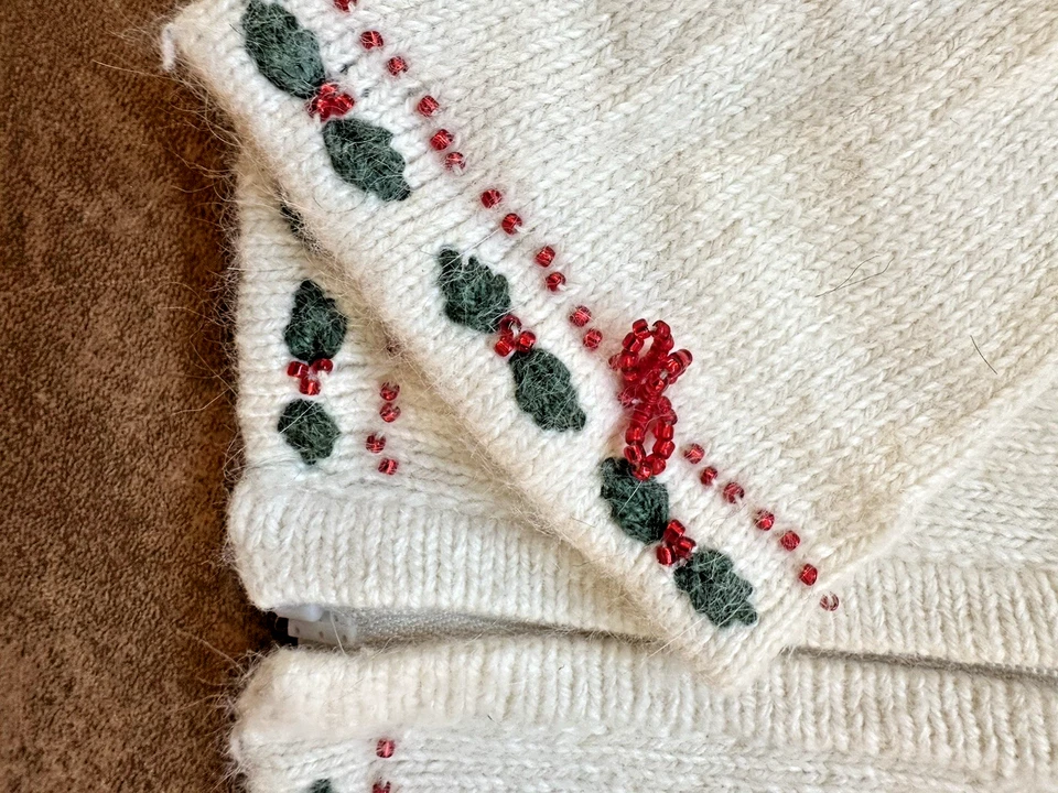 Cárdigan Hartstrings Vintage Niñas Talla 5/6 Vacaciones Navidad Cuentas-Terciopelo Arcos Foto 4 de 4