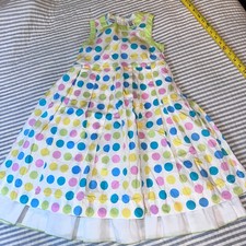 Parisian Kids Girls Size 6 Polka Dot Sleeveless Cotton Dress Multi-Color White