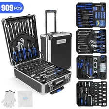 909 PCS Mechanics Tool Set Metal Case Socket Wrench Set Tool Kit