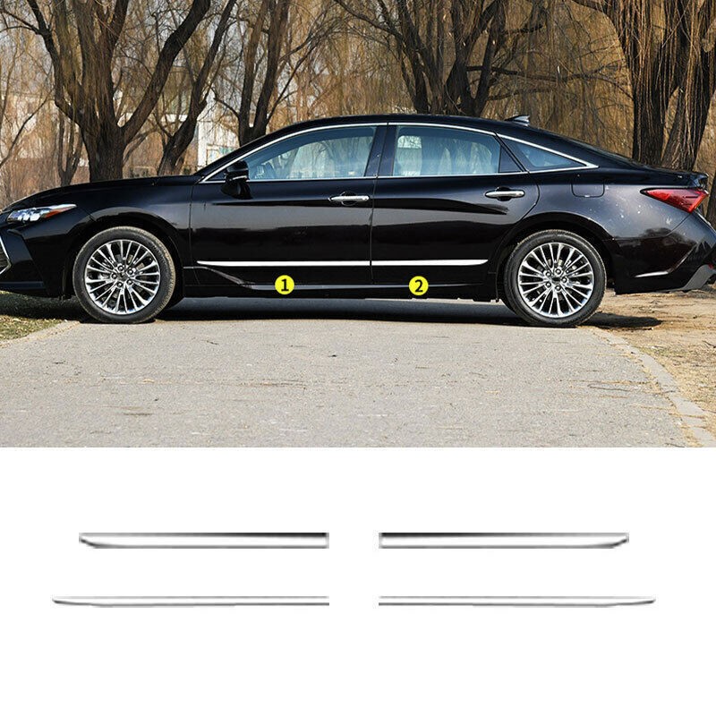 New For Toyota Avalon 19-22 Chrome Body Door Side Molding Sill Guard Strip Trims