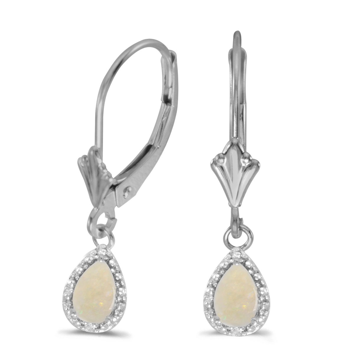 LXR 14k Weigold Pear Opal und Diamant Leverback Ohrringe 05 ct 190490₽