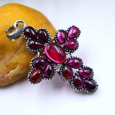 Pink Rubellite Gemstone Handmade 925 Sterling Silver Jewelry Pendant Size-2"