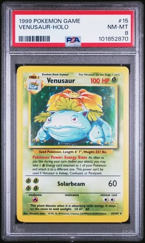 Pokemon Card Venusaur Holo 15/102 PSA 8 Game