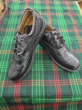 Mens Ghillie Brogues Scottish Kilt Shoes Black Leather UK sizes 6-13