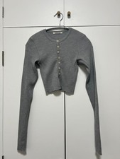 AURALEE Rib Knit Short Cardigan Gray Used Size 0 41800 Yen