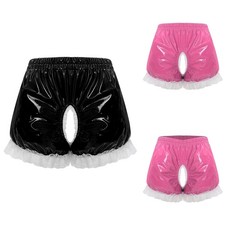 US Women Ruffle Open Crotch Pumpkin Pants Lace Trim Victorian Pantloons Bloomers