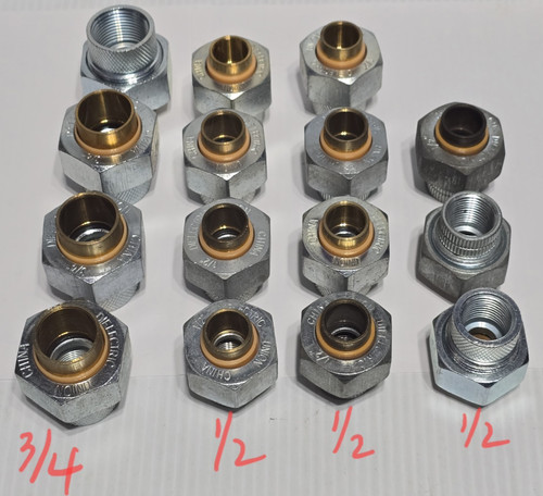Lot of 15 Dielectric Unions 3/4" (4) & 1/2" (11) LF Brass Sweat Copper - NEW