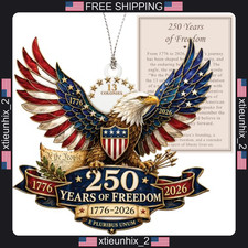USA 250th Anniversary Ornament Patriotic Eagle Flag 1776-2026