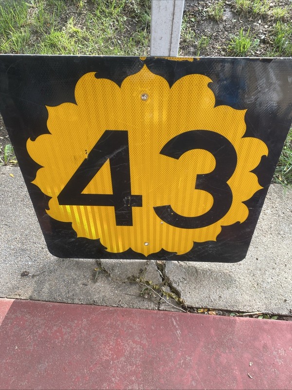 Vintage Original Highway Sign State Highway 43, 24x24 Kansas