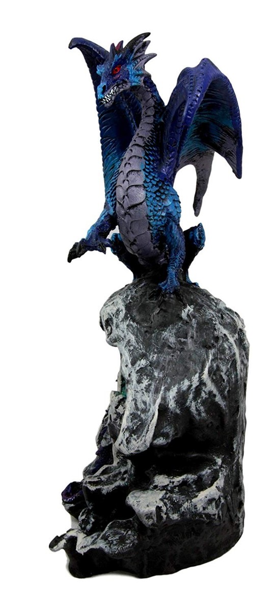 Ebros Aqua Dragon Fossil Cave Crystal Guardian LED Night Light