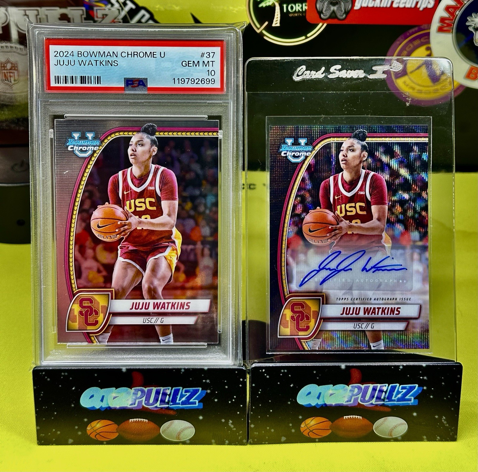 2024-25 Bowman Chrome U #37 JuJu Watkins Black Wave Refractor Auto & Base PSA 10